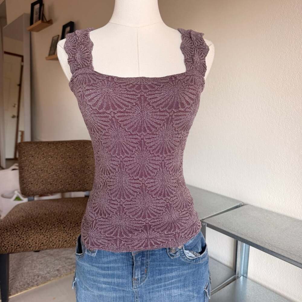 Free People Intimately Textured Square Neck Tank Top Size M